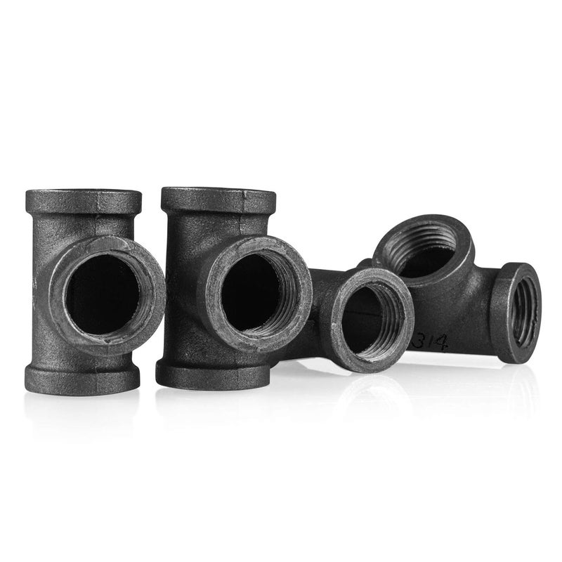 CertBuy 10 Pack 3/4" Pipe Tee, CertBuy Black Cast Iron Tee Pipe Decor Pipe Fittings with Threaded Hole for Vintage Retro Steampunk Industrial Pipe, Furniture and DIY DÃ©cor - Image 2